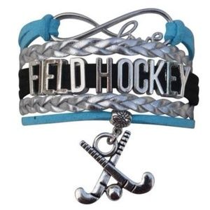 Girls Field Hockey Bracelet - Blue Silver & Black